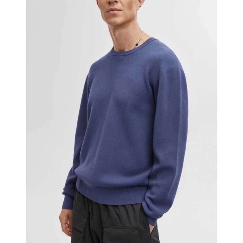 Mode‎ of One Mens Boxy Crewneck Sweater Caspian Waters Blue XXL 100187449MN NEW